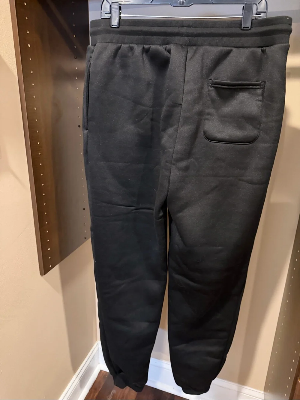 Men's Black Fleece Jogger Sweatpants with Drawcord Waist